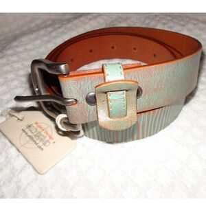 Old Trend Bur Ace Aqua Leather Belt Size L